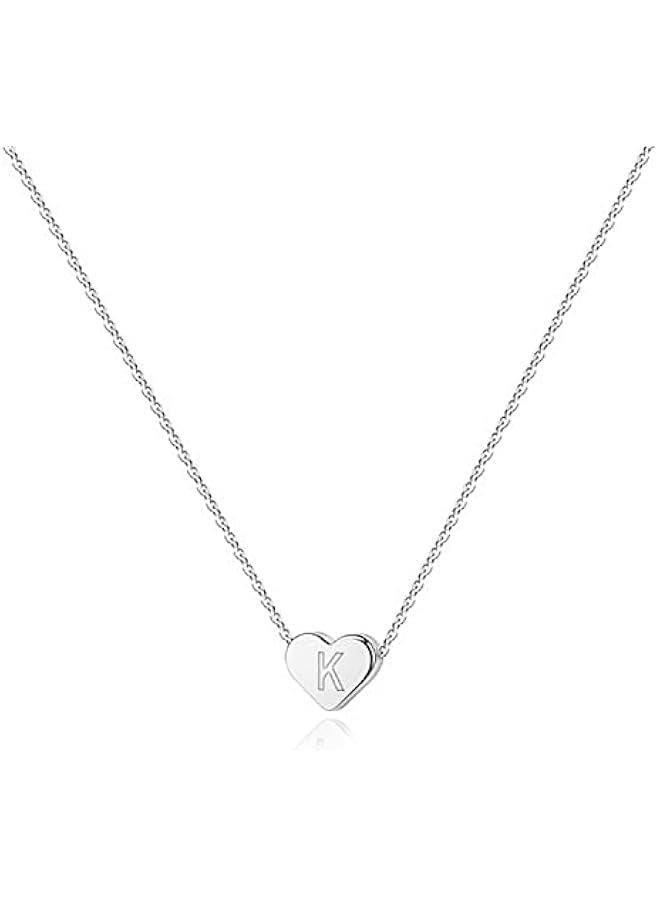 PAVOI 14K Gold Plated Tiny Heart Necklace | Dainty Necklace for Women | Personalized Letter Heart Choker | Adjustable Slider - Image 1