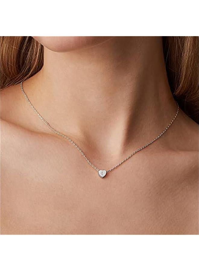 PAVOI 14K Gold Plated Tiny Heart Necklace | Dainty Necklace for Women | Personalized Letter Heart Choker | Adjustable Slider - Image 2