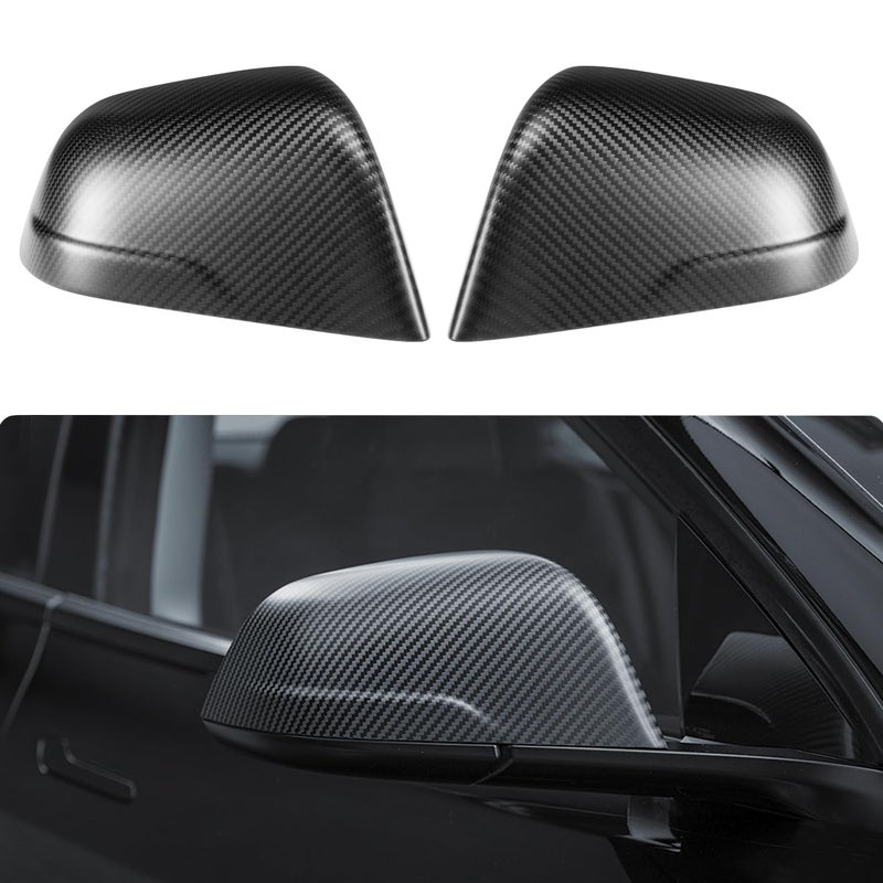 غطاء مرآة جانبية من ألياف الكربون HALOBLK للأداء مصمم لسيارة تسلا موديل 3 من 2017 إلى 2025 يشمل موديل 3 هايلاند من 2024 إلى 2025
