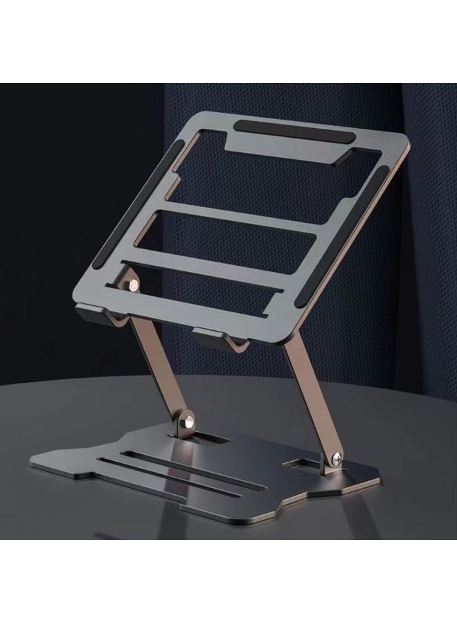 Laptop Laptop Tablet Computer Alloy Bracket Convenient Foldable Multifunctional Heat Dissipation Durable-Color:Reinforced Heat Dissipation Black + Sticker Installation-free  - Image 1