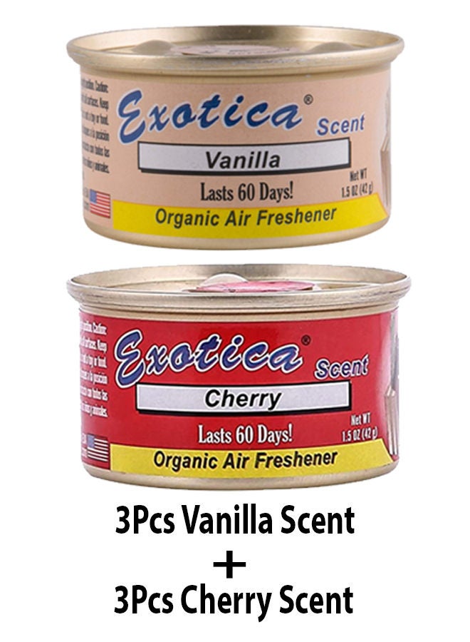 EXOTICA باقة قيمة من معطر الهواء العضوي EXOTICA 6 قطع، رائحة الكرز-3 ورائحة الفانيليا-3 - Image 2