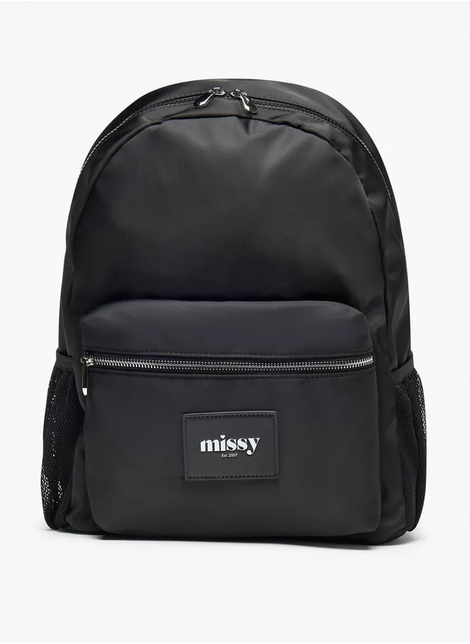 MISSY Missy Logo Applique Backpack with Adjustable Straps and Zip Closure - 31x40x13 cm