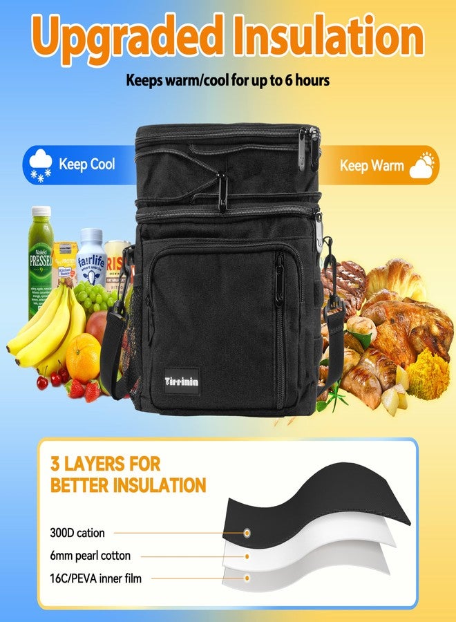 Tirrinia Expandable Insulated Lunch Bag - Double Deck Leakproof Lunch Box for Men Women - Large Reusable Cooler Tote for Picnic, Travel, Office - Image 5