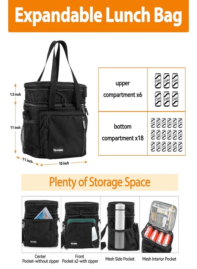 Tirrinia Expandable Insulated Lunch Bag - Double Deck Leakproof Lunch Box for Men Women - Large Reusable Cooler Tote for Picnic, Travel, Office - Image 2