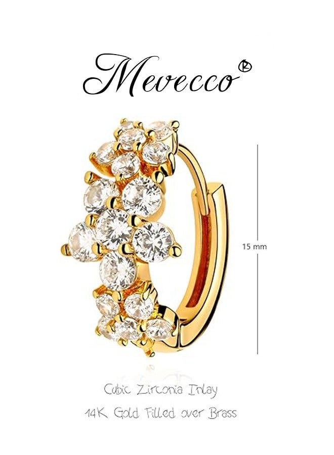 Mevecco Women Huggie Hoop Earrings Gold Ear Stud Cuff 14K Gold Filled Small Boho Beach Simple Delicate Handmade Hypoallergenic Jewelry Gift - Image 4