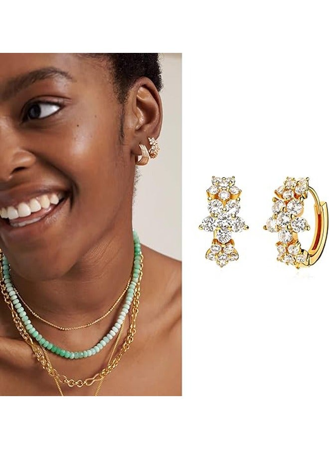 Mevecco Women Huggie Hoop Earrings Gold Ear Stud Cuff 14K Gold Filled Small Boho Beach Simple Delicate Handmade Hypoallergenic Jewelry Gift - Image 3