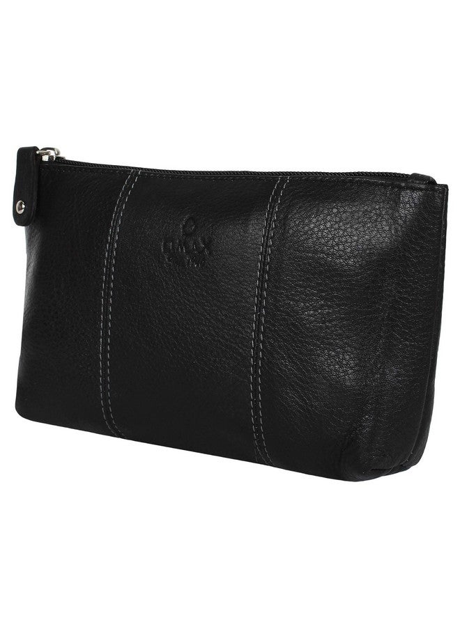 OMAX حقيبة أدوات التجميل OMAX | حقيبة سفر جلدية أصلية فاخرة باللون الأسود | حجرة داخلية واسعة | منظم ملحقات العناية أو التقنية للتخزين الفاخر - Image 1