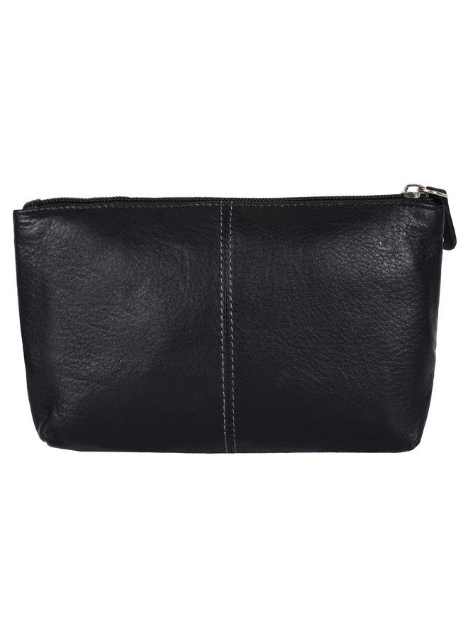 OMAX حقيبة أدوات التجميل OMAX | حقيبة سفر جلدية أصلية فاخرة باللون الأسود | حجرة داخلية واسعة | منظم ملحقات العناية أو التقنية للتخزين الفاخر - Image 5