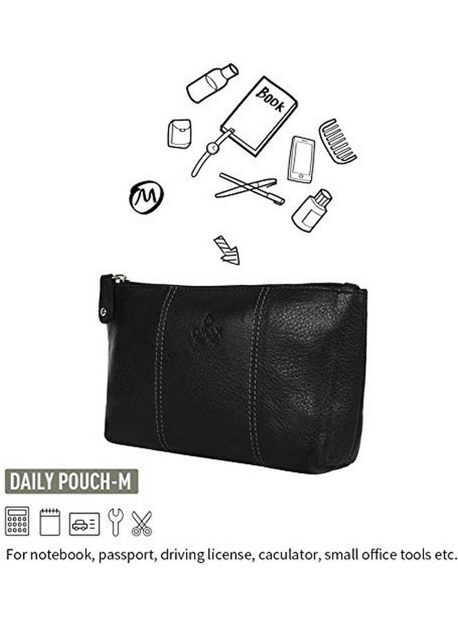 OMAX حقيبة أدوات التجميل OMAX | حقيبة سفر جلدية أصلية فاخرة باللون الأسود | حجرة داخلية واسعة | منظم ملحقات العناية أو التقنية للتخزين الفاخر - Image 2