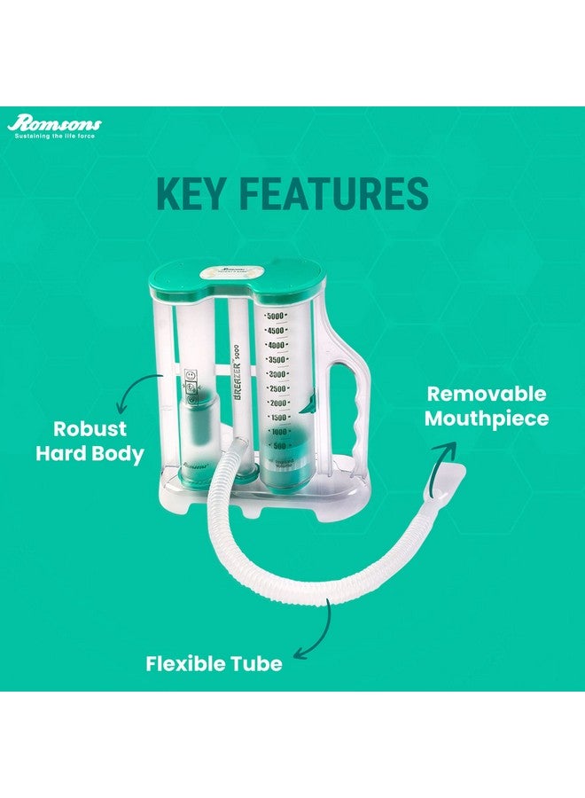 Romsons Breazer 5000 Volumetric Respiratory Exerciser 3 Ball Lung Exerciser, Hygenic, Washable Respiratory Exerciser Respirometer,Pack of 1,Multicolor - Image 4