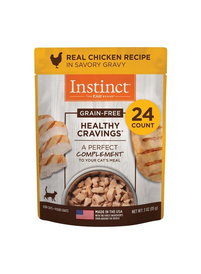 غريزة طعام القطط الرطب الطبيعي من إنستينكت هيلثي كرافينجز، خالي من الحبوب، بنكهة الدجاج الحقيقي، من ناتشرز فارايتي، 3 أونصة (عبوة من 24 قطعة) - Image 1