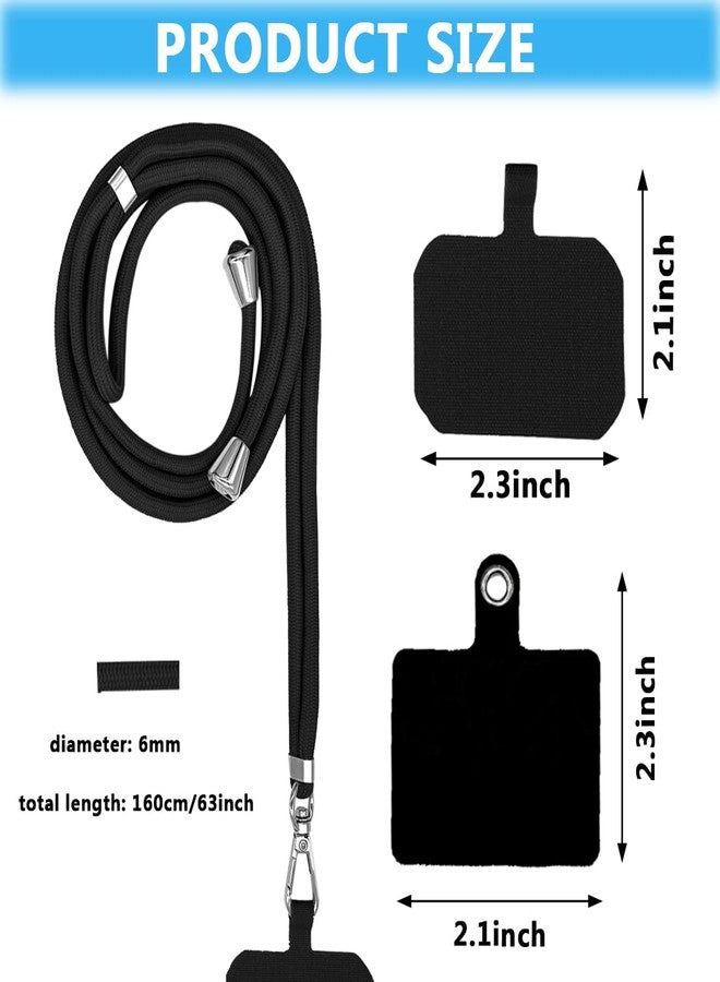 IOUALEY 4 Pack Universal Phone Lanyard, Adjustable Nylon Neck Strap Cell Phone Crossbody Lanyards Straps + 6 Pcs Phone Patches, Detachable Strap Safety Tether & Pads for Most Smartphone, Black/White/Grey/Blue - Image 2