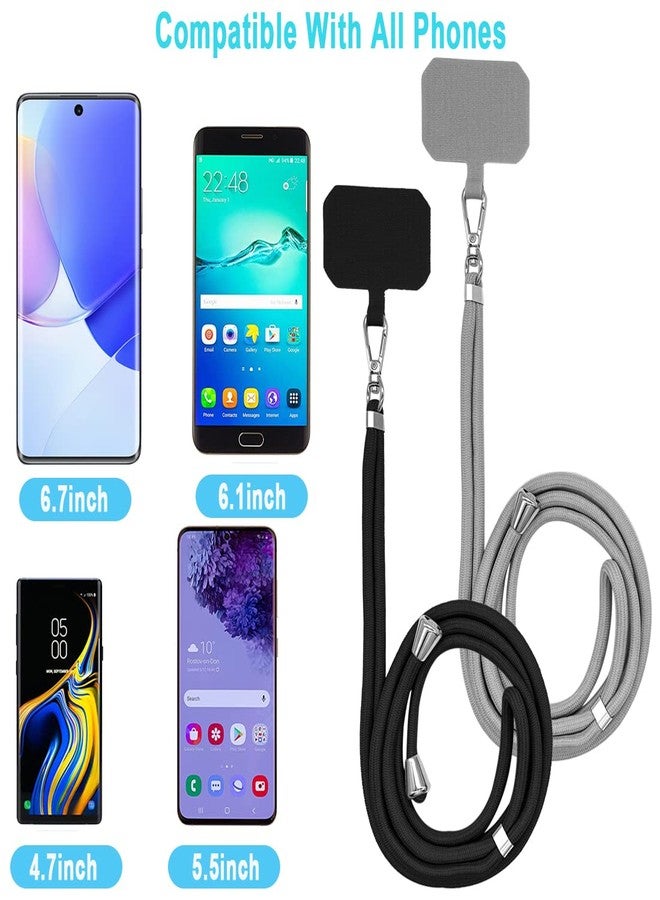 IOUALEY 4 Pack Universal Phone Lanyard, Adjustable Nylon Neck Strap Cell Phone Crossbody Lanyards Straps + 6 Pcs Phone Patches, Detachable Strap Safety Tether & Pads for Most Smartphone, Black/White/Grey/Blue - Image 5
