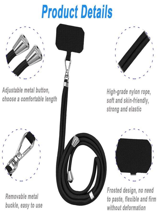 IOUALEY 4 Pack Universal Phone Lanyard, Adjustable Nylon Neck Strap Cell Phone Crossbody Lanyards Straps + 6 Pcs Phone Patches, Detachable Strap Safety Tether & Pads for Most Smartphone, Black/White/Grey/Blue - Image 3