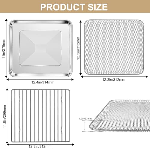 GCQFZ Toaster Oven Replacement Parts for Gourmia GTF7655 GTF7460 GTF7465 GTF7520,3 IN 1 Tray Basket Rack Kit for Gourmia Digital Toaster Oven Air Fryer 17 Cooking Presets French Door 1700W 24L - Image 2