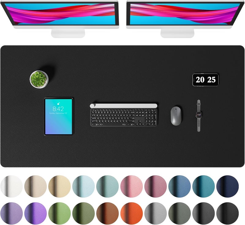 Aothia Faux Leather Desk Mat – Large Mouse Pad, Non-Slip PU Leather Blotter, Waterproof Writing Surface for Office and Home (Black, 47.2" x 23.6") - Image 1