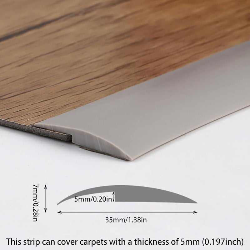 Trimold Carpet to Tile Floor Transition Strip, Grey Self-Adhesive Threshold Edging Trim (Length 3m, Cover Thickness Within 5mm) - Image 2
