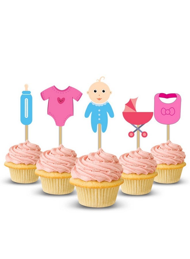 Party Propz Party Propz Baby Shower Cupcake topper/ BabyShower Cake Decoration (Multicolour) - Set of 14 - Image 1