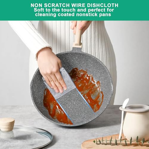 BTIFU 10Pcs Multipurpose Wire Dishwashing Rag, Reusable Non-Scratch Wire Dishcloth, Metal Dish Cloth Wet and Dry for Kitchen Cleaning, Sinks, Dishes, Stove Top, Dimensions(7.87X7.87) - Image 3