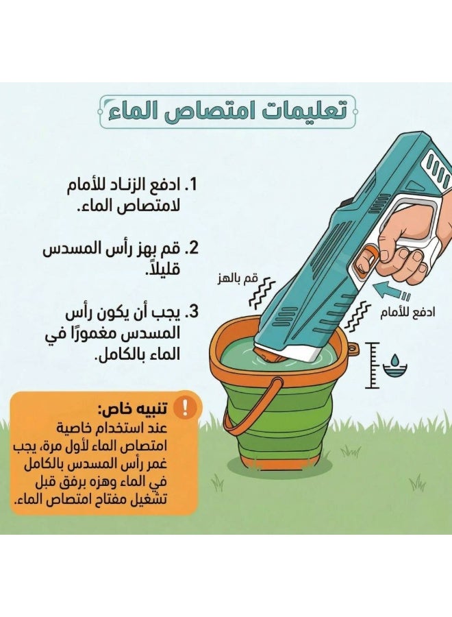 مسدس ماء كهربائي للأطفال قابل للشحن مع تعبئة أوتوماتيكية للماء ومدى رش 8 إلى 10 متر - Image 3