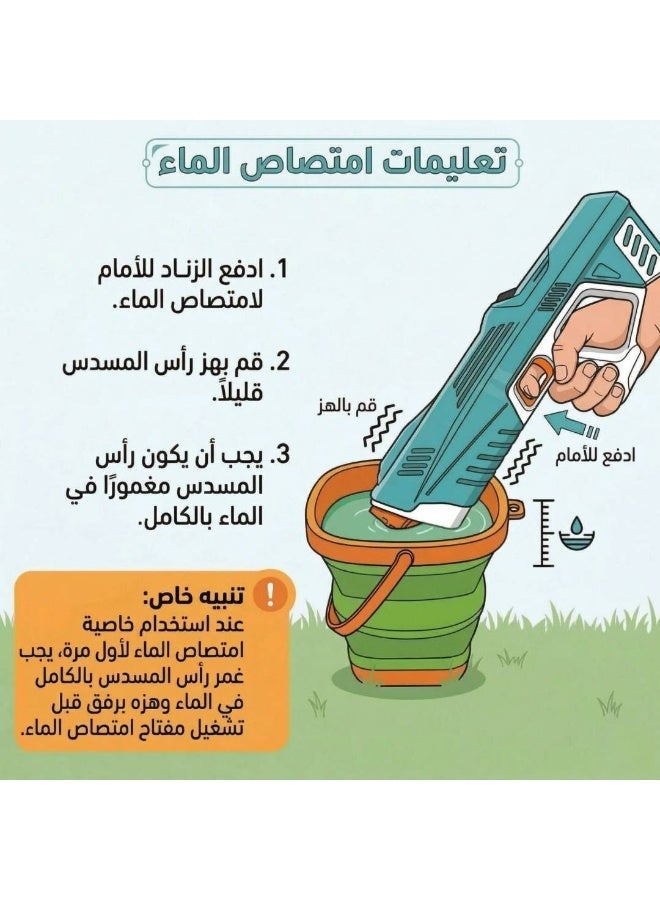 مسدس ماء كهربائي للأطفال قابل للشحن مع تعبئة أوتوماتيكية للماء ومدى رش 12 إلى 15 متر - Image 4