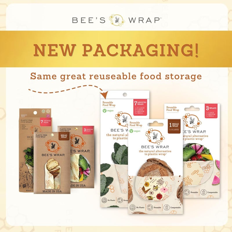 Bee's Wrap Beeswax Wraps for Food - Bread Wrap - Made in USA Reusable Bread Storage Bags - Organic & Eco-Friendly Alternative to Aluminum Foil, Sourdough Bags & Plastic Wrap, Ocean - Image 2