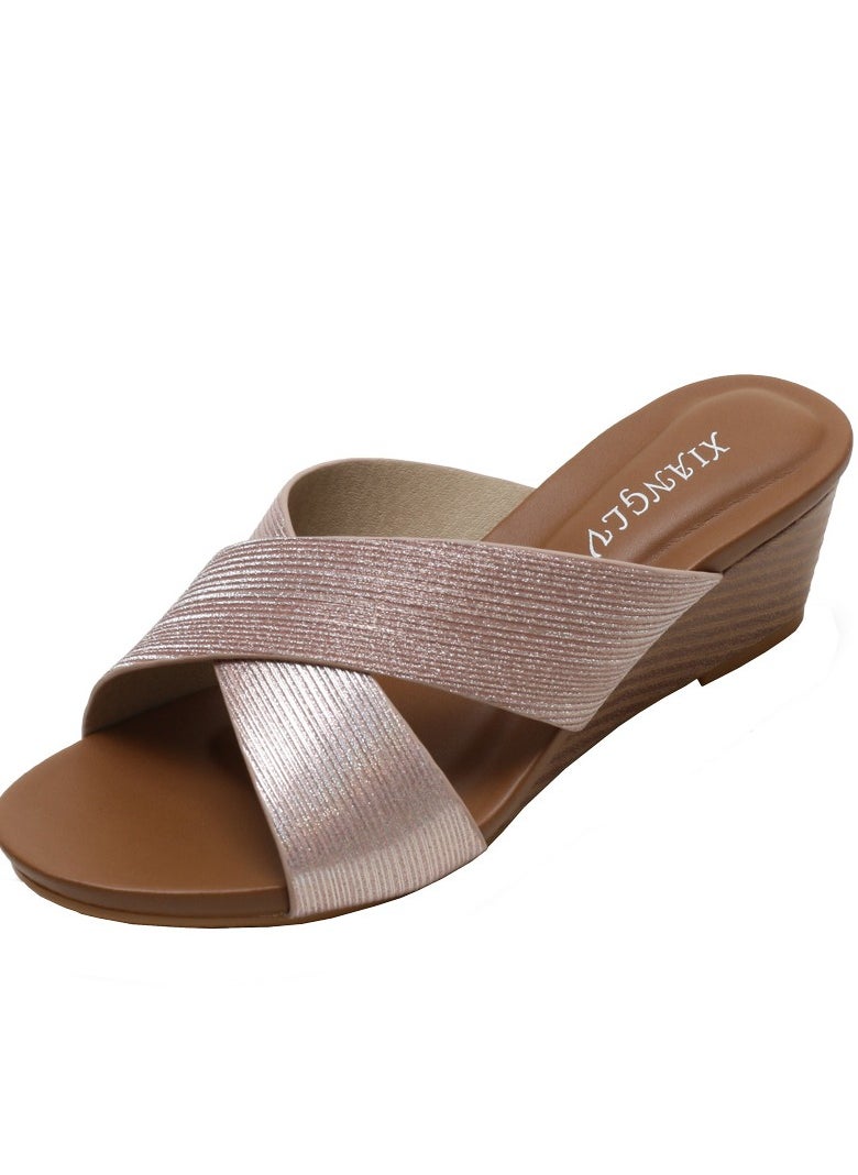 SIKETU Slope Heel Roman Sandals For Women, Open Toed Travel Shoes For Women  - Image 1