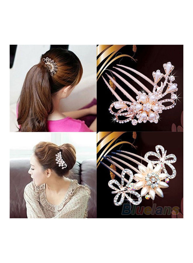 نيبمينينت مشبك شعر بتصميم طاووس مرصع بأحجار الراين واللؤلؤ الصناعي متعدد الألوان 0.061كجم - Image 4