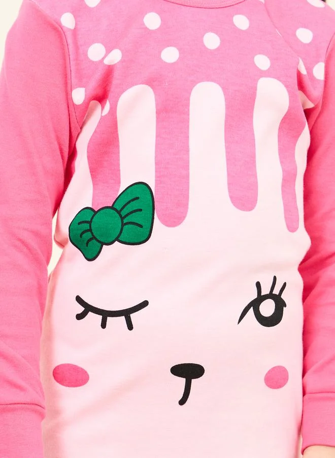 Styli Cartoon Printed T-shirt and Pyjama Set