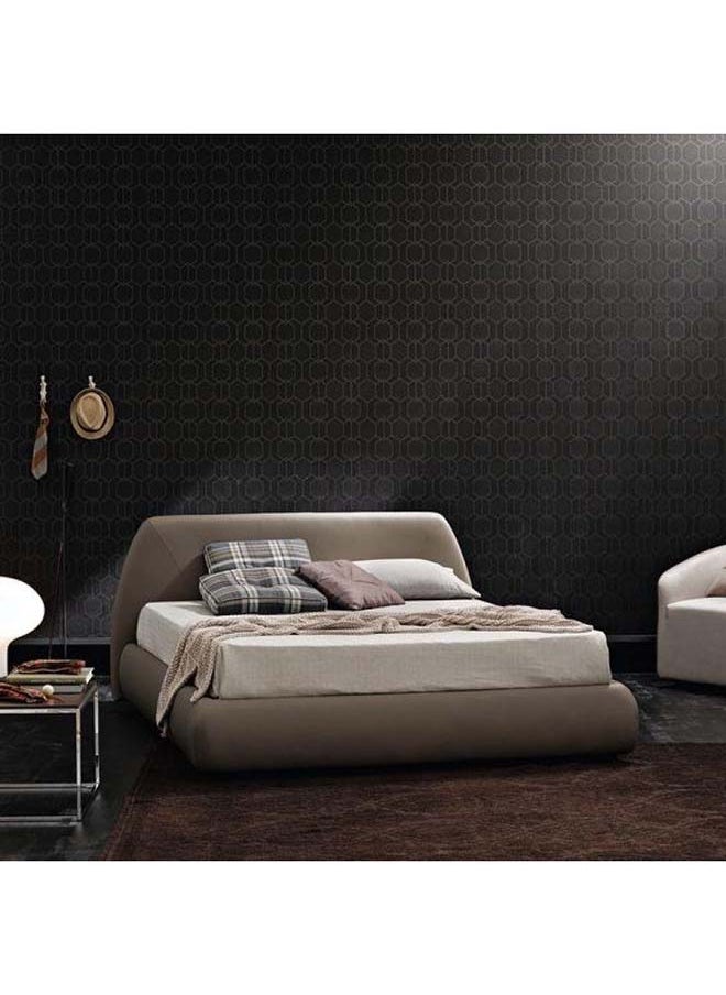 الهوم سرير مخملي بني صافي من الخشب السويدي مقاس سوبر كينغ - 200x200x125 سم من الهوم 