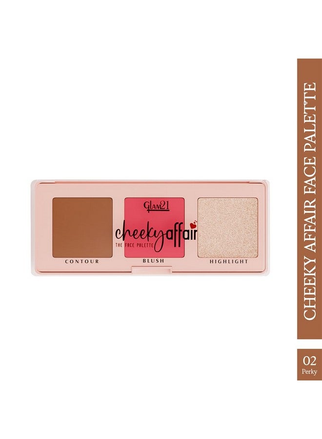 جلام 21 لوحة الوجه Cheeky Affair من Glam21 | لوحة متعددة الأغراض 3 في 1 لتحديد الوجه وأحمر الخدود وإبراز الوجه | تركيبة تدوم طويلاً | مقاومة للماء | مقاومة للتعرق | Perky-8.6 جم - Image 2
