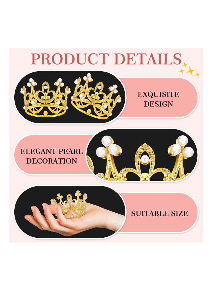 XiuWoo Mini Crown Cake Topper, 20Pcs Tiara Birthday 100 Pcs Bouquet Wedding Corsages Pins, for Boy Girl Bridal Wedding, Baby Shower, Party Supplies Decor - Image 3