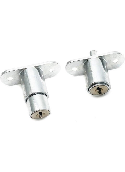 XMHF Push Plunger Lock, 19mm Cylinder Zinc Alloy Chrome Finish, 2Pcs, Keyed Different