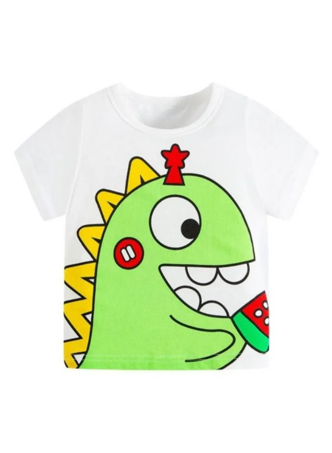 YUNIQEE White Printed Short Sleeve Crew Neck T-Shirt