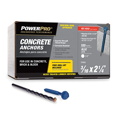 Power Pro Blue Hex WasherHead Concrete Screw Anchors 316 x 214 100 pc - Image 3