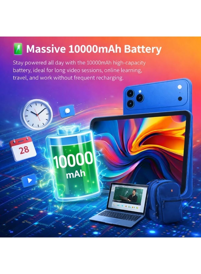 MODIO TAB Modio M47 10.1-Inch Android 15 Tablet, 12GB RAM, 512GB Storage, 10000mAh Battery, Dual SIM, 8MP Front + 20MP Rear Camera, Keyboard & Mouse Bundle – Orange - Image 4