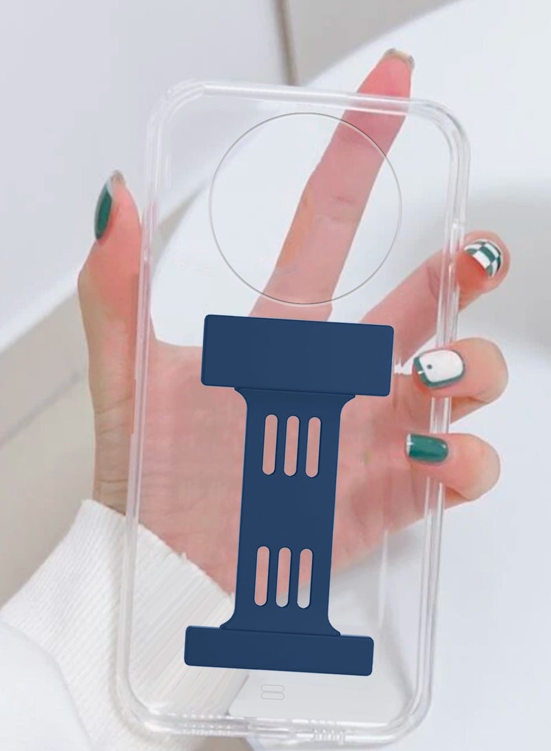 Wtech Honor X9 4G/5G 2022 Transparent TPU Back with Silicone Hand Grip Case Cover - Navy Blue - Image 4