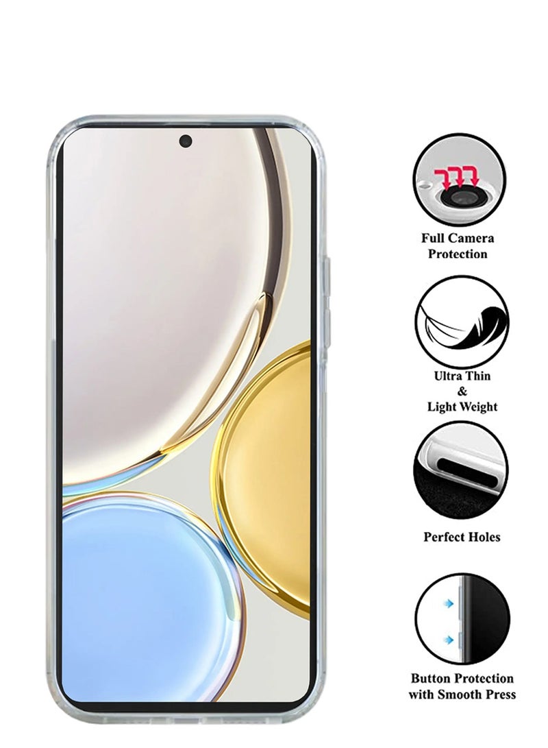 Wtech Honor X9 4G/5G 2022 Transparent TPU Back with Silicone Hand Grip Case Cover - Navy Blue - Image 5