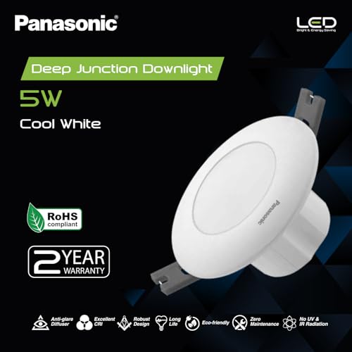 Panasonic 5 Watt LED Deep Junction Downlighter, LED Downlight with 85mm Cut Out, BIS & ROHS Certified, 4KV Surge Protection, Cool White Light (PDLM34057-2) - Image 3