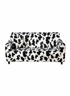 Excefore Elastic Sofa Cover Printed Dustproof Anti-Slip for 3 Cushions Sofa Elastic Universal Furniture Cover with 1 Pillowcase (190-230cm, Black and White Spots)  - Image 1
