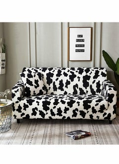 Excefore Elastic Sofa Cover Printed Dustproof Anti-Slip for 3 Cushions Sofa Elastic Universal Furniture Cover with 1 Pillowcase (190-230cm, Black and White Spots)  - Image 5