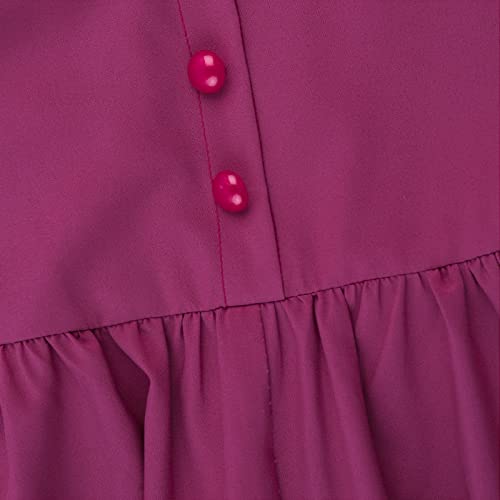 HEQU Regency Dresses for Women with Satin Sash Ruffle Empire Waist Dress Gown(S Purple) - Image 5