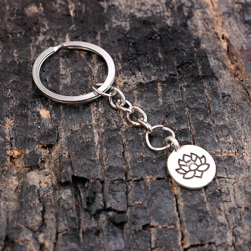 Wish hot sale Supernatural pentagram Sun key pendant DIY wave mountain whale keychain Yoga Lotus Slice 
