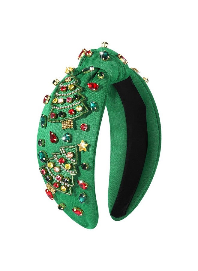 PHALIN Christmas Holiday Headband For Women Christmas Accessories Reindeer Snowflake Candy Cane Knotted Headband (Xmas Tree) - Image 1