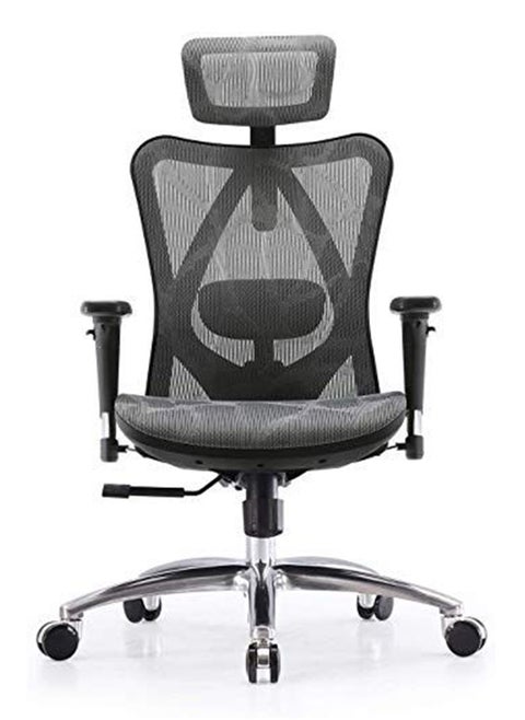 Sihoo M57 Ergonomic Adjustable Office Chair With 3D Arm Rests And Lumbar Support - High Back With Breathable Mesh - Mesh Seat Cushion - Grey