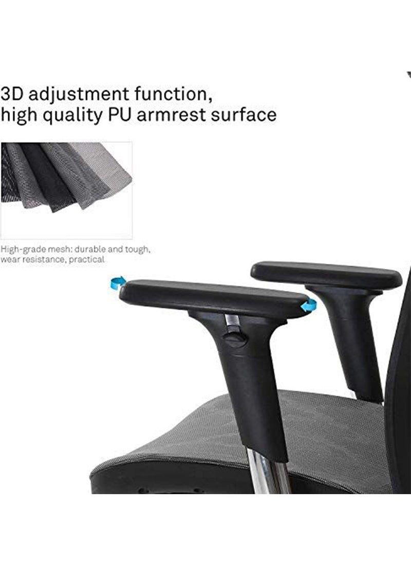SIHOO - Sihoo M57 Ergonomic Adjustable Office Chair With 3D Arm Rests And Lumbar Support - High Back With Breathable Mesh - Mesh Seat Cushion - Grey - Image 1