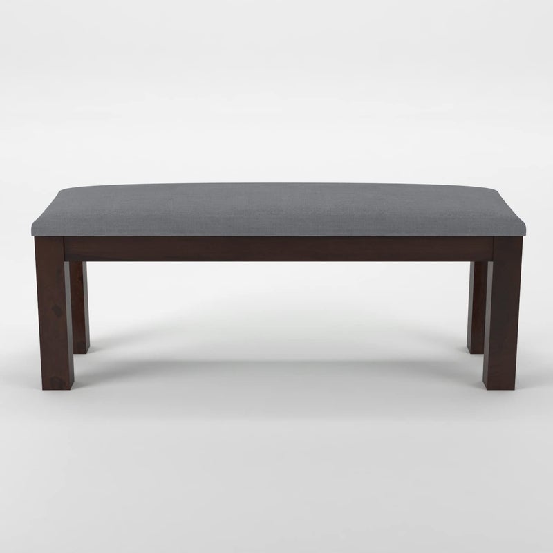 NISHA FURNITURE NISHA FURNITURE Solid Sheesham Wood Bench with Grey Upholstery for Living Room Home Balcony and Outdoor Bench for Sitting Dining Bench Walnut Finish  - Image 4