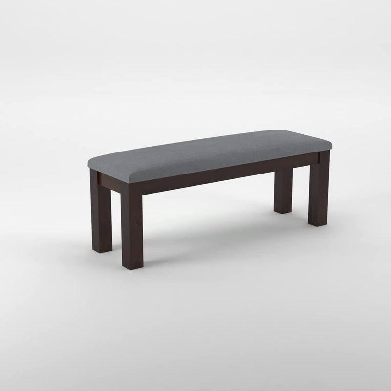 NISHA FURNITURE NISHA FURNITURE Solid Sheesham Wood Bench with Grey Upholstery for Living Room Home Balcony and Outdoor Bench for Sitting Dining Bench Walnut Finish  - Image 5