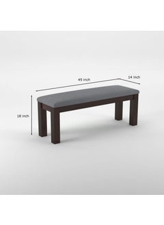 NISHA FURNITURE NISHA FURNITURE Solid Sheesham Wood Bench with Grey Upholstery for Living Room Home Balcony and Outdoor Bench for Sitting Dining Bench Walnut Finish  - Image 2