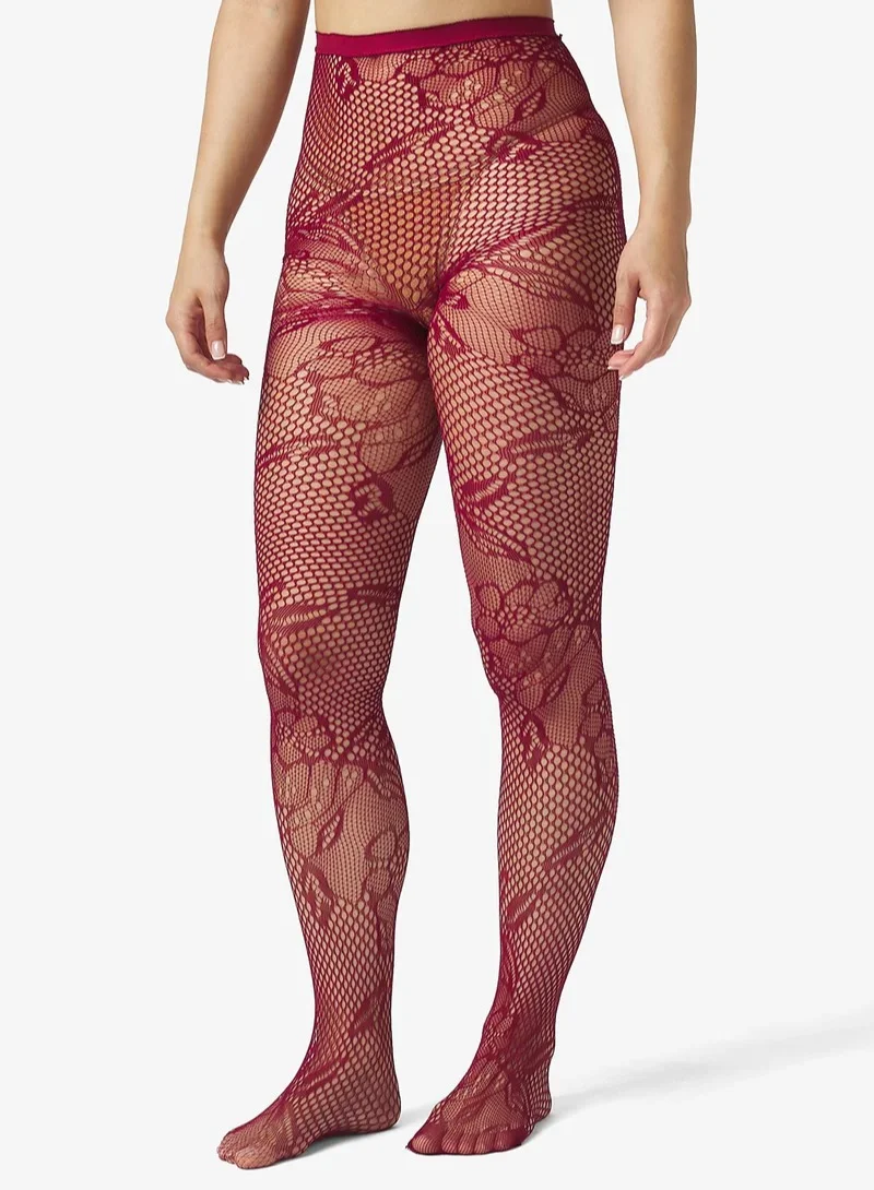 Ginger Floral Pattern Fishnet Stockings